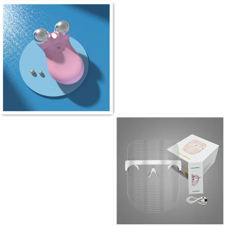 LED Three-color Beauty Mask Household Face Acne Removing Photon Skin Rejuvenation Skin Whitening And Spots Lightening Beauty Apparatus - Transparen...