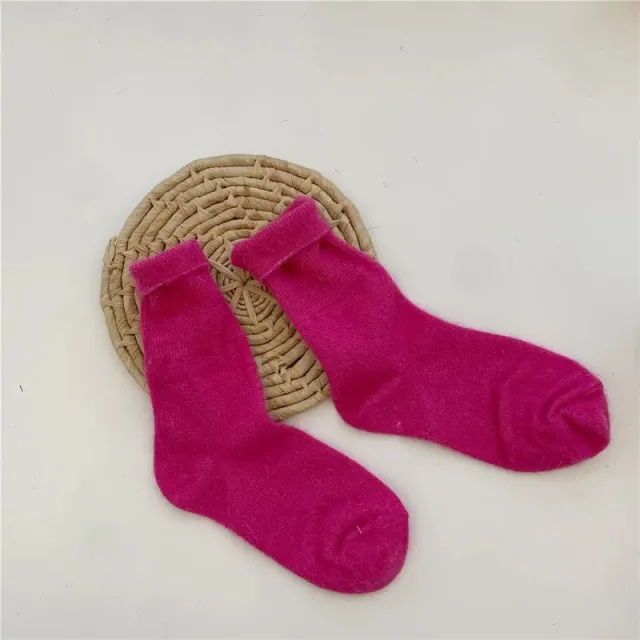 Japanese Winter Solid Color Thickened Warm Rabbit Wool Socks Rose Red - Shop at LoveMi