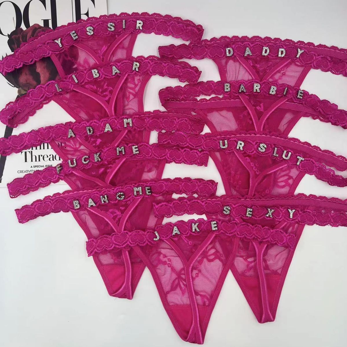 Women's T-back Letters Diamond Decorations Embroidery Love