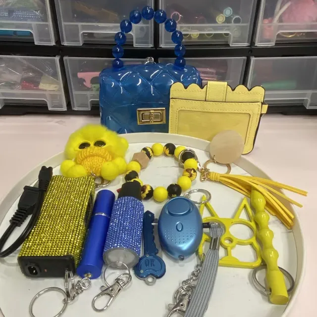 New Arrivals Blue And Yellow Keychain Yellow And Blue - Shop at LoveMi
