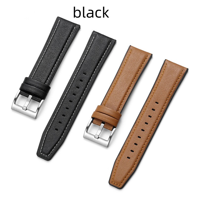 22mm Black Leather