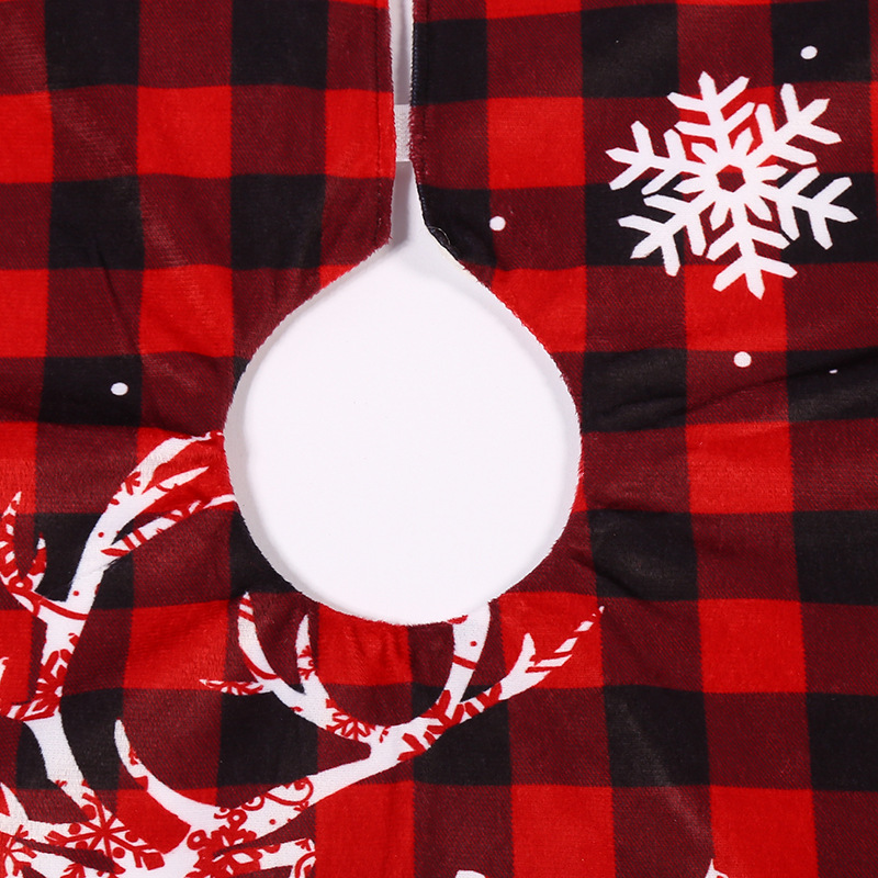 Decoration Red And Black Plaid 119cm Letter Elk Christmas-tree Skirt