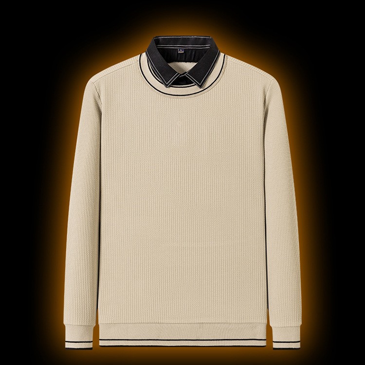 Men's False Two Pieces Velvet Padded Bottoming Shirt