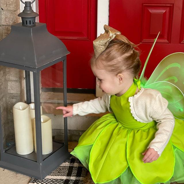 Halloween Party Green Elf Dress Tinker Bell Butterfly Children Role Play