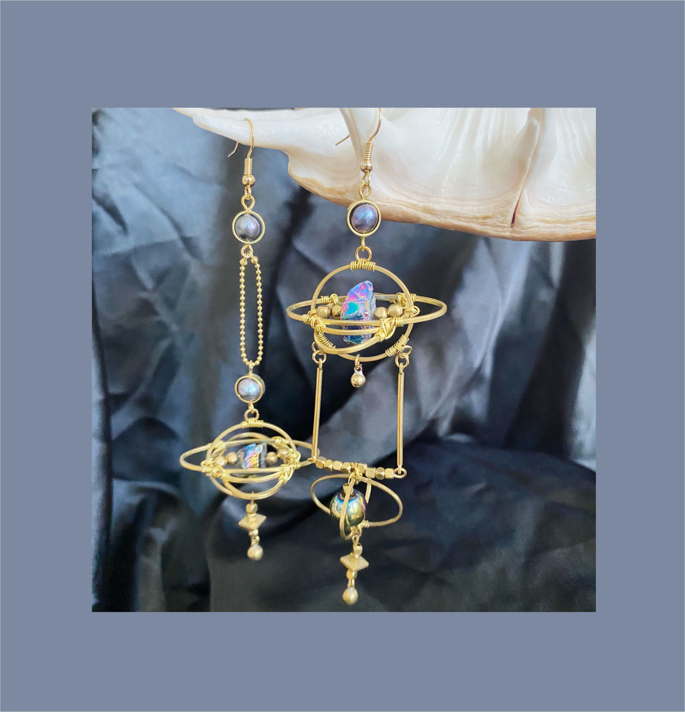 Fashion Electroplated Colorful Meteorite Earrings