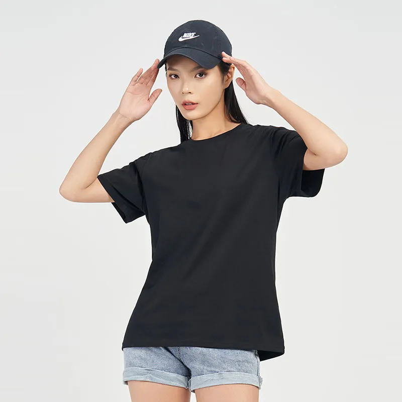 Men's And Women's Fashion Round Neck Cotton T-shirt - Black