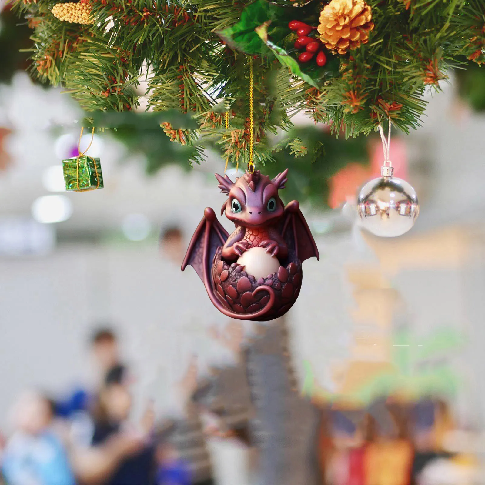 Creative Dragon Egg Treasure Acrylic Automobile Hanging Ornament Christmas Decorations – image 3