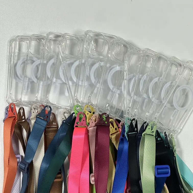 Magnetic One-piece Lanyard Crossbody Shoulder Transparent Phone Case
