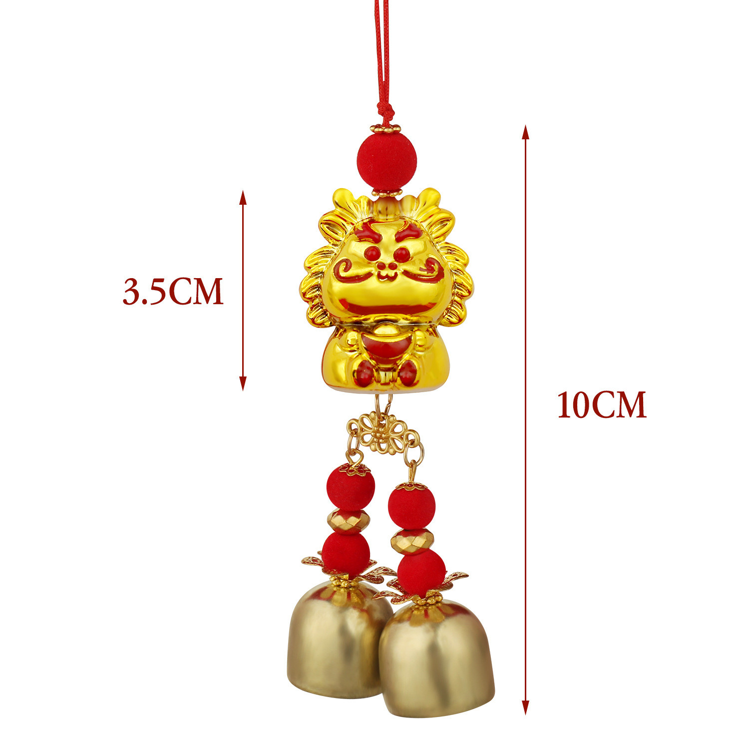 Dragon Year Golden Lucky Wind Chime Small Pendant - Image 4