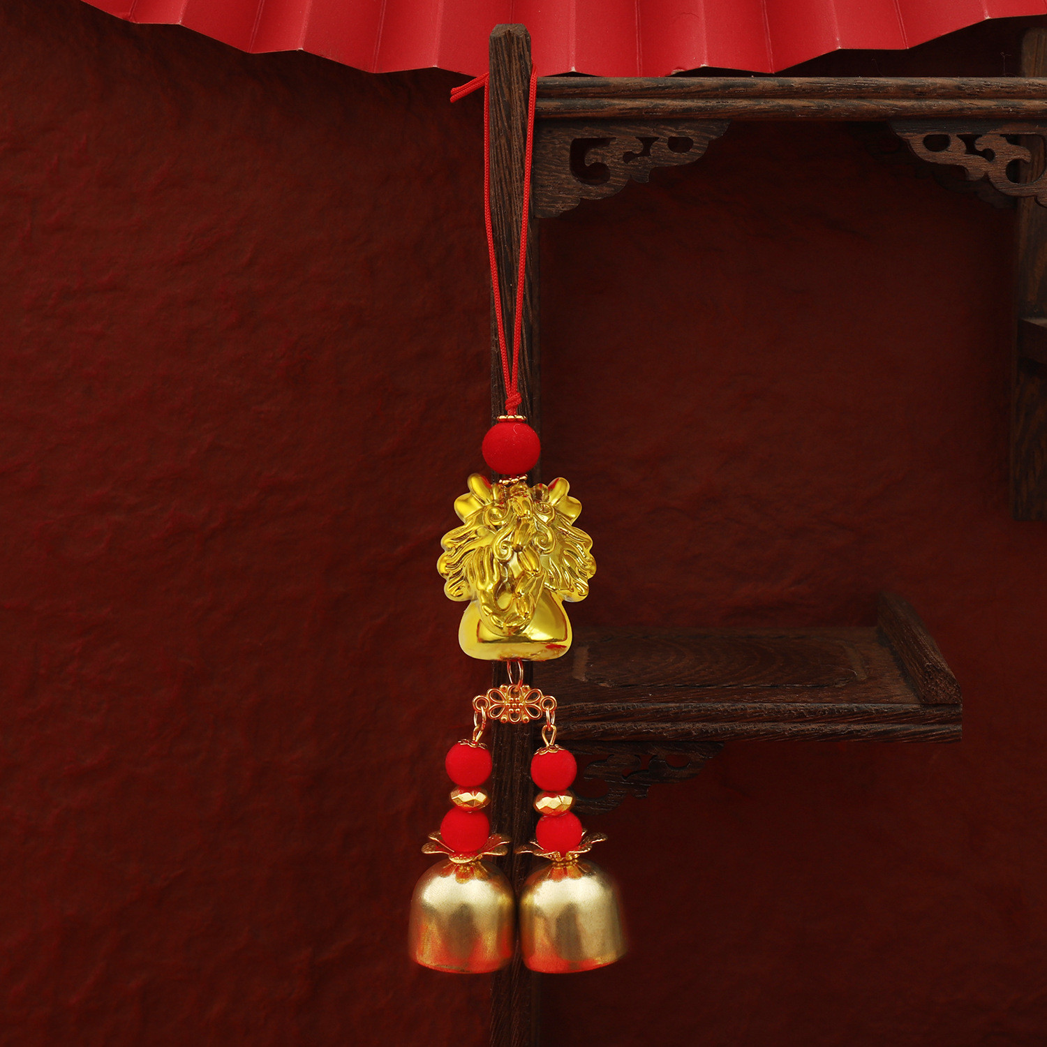 Dragon Year Golden Lucky Wind Chime Small Pendant - Image 3