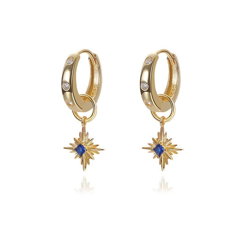 Women's Fashion Vintage Sterling Silver Sapphire Earrings