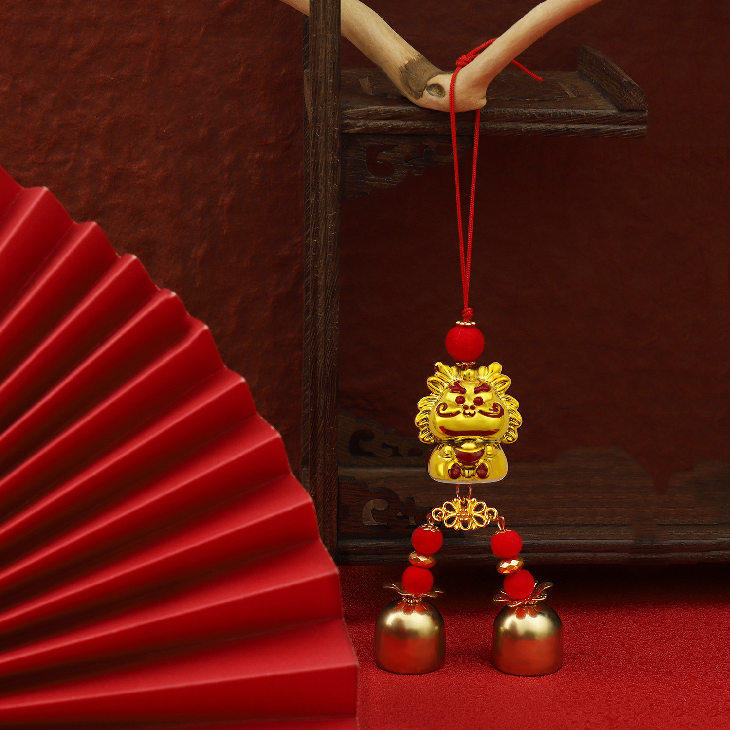 Dragon Year Golden Lucky Wind Chime Small Pendant