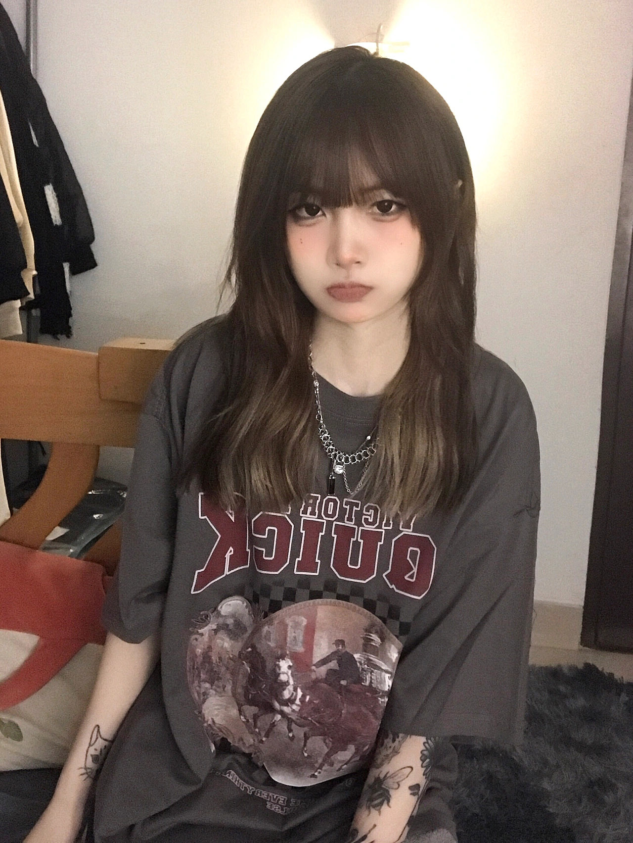 Women's Retro Dark Gray Pure Cotton Short Sleeves