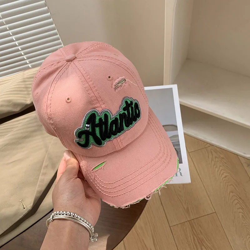 Broken Letter Women's Soft Top Wide Brim Big Headband Versatile Duck Tongue Hat - Pink