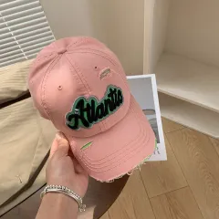 Broken Letter Women's Soft Top Wide Brim Big Headband Versatile Duck Tongue Hat - Pink - View 1