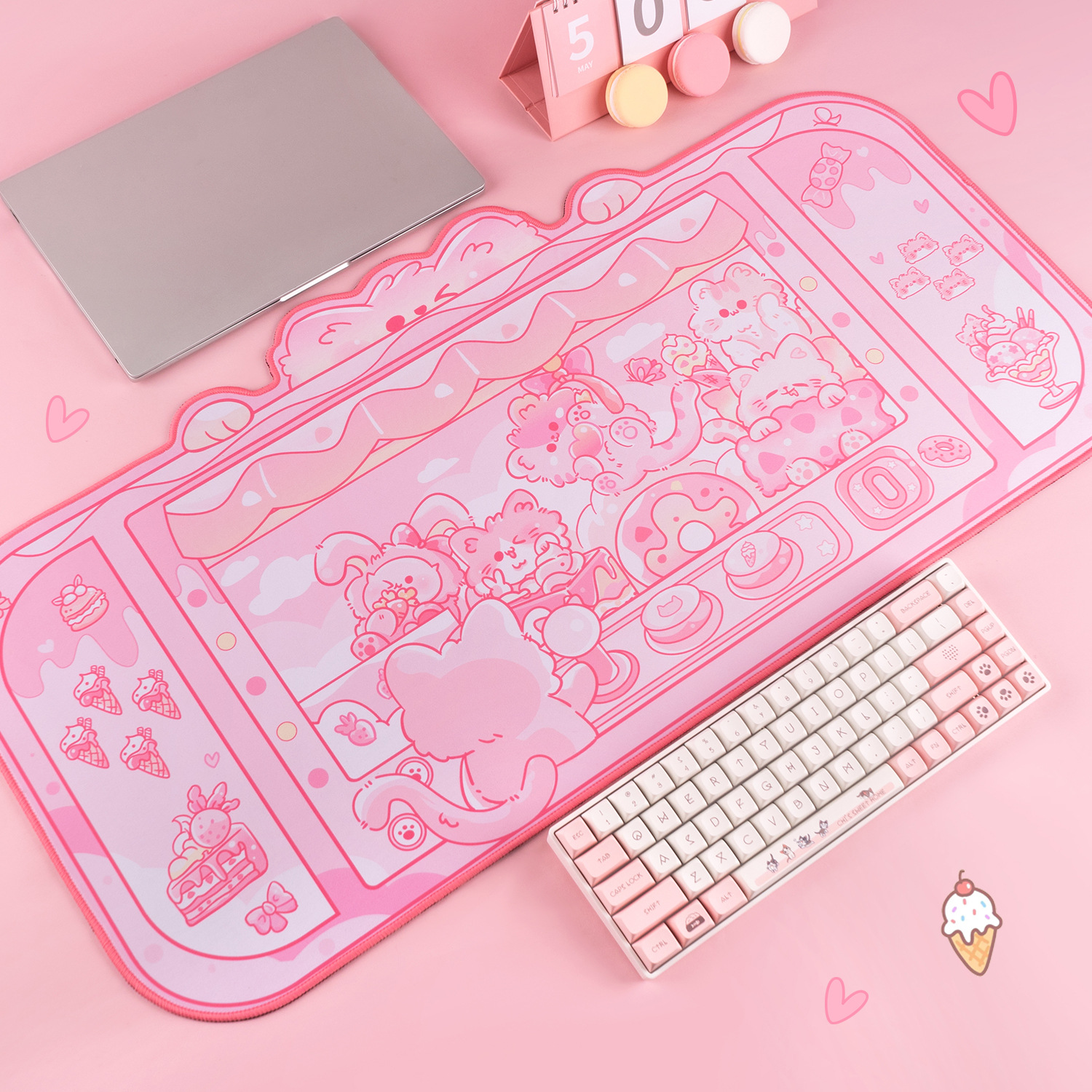 Cat Crane Machine Large Mouse Pad - Image 10