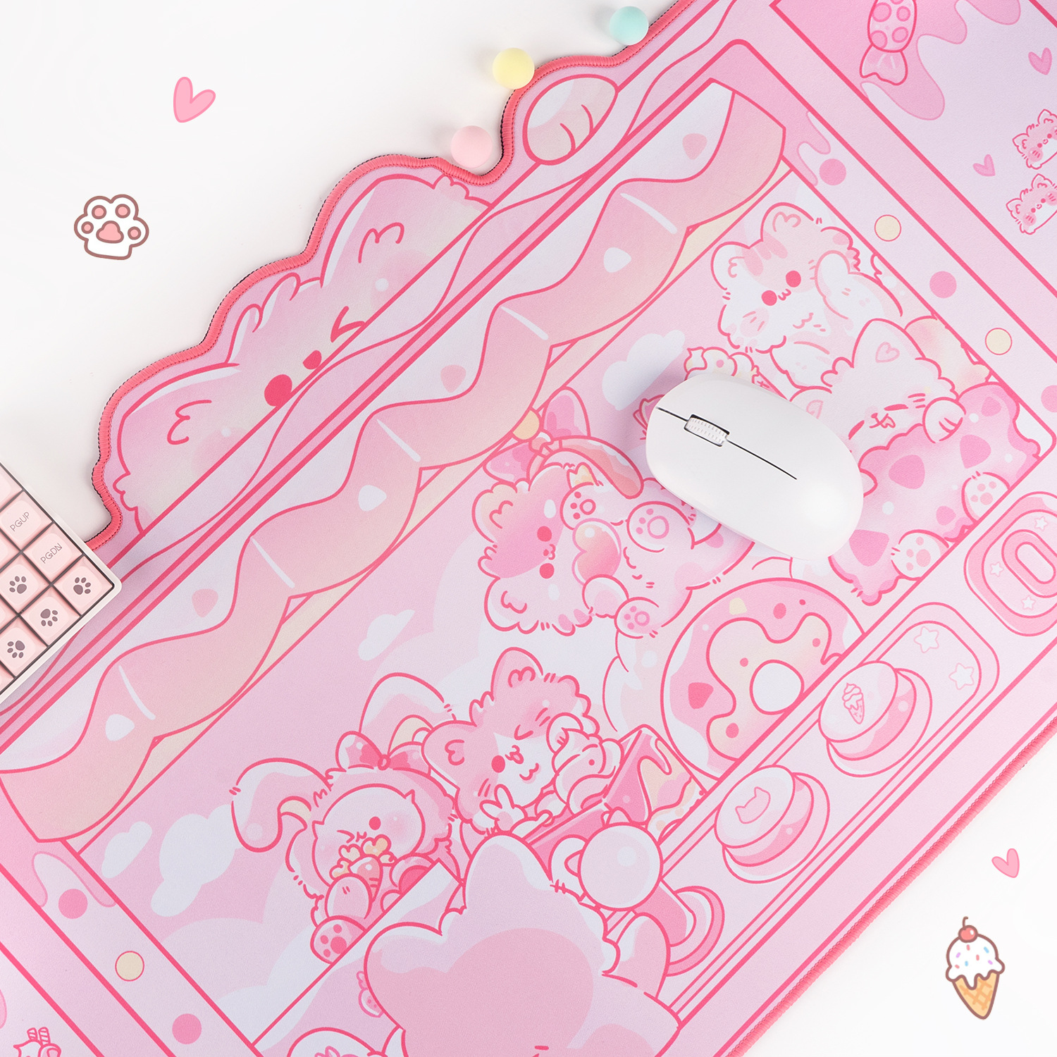Cat Crane Machine Large Mouse Pad - Image 2