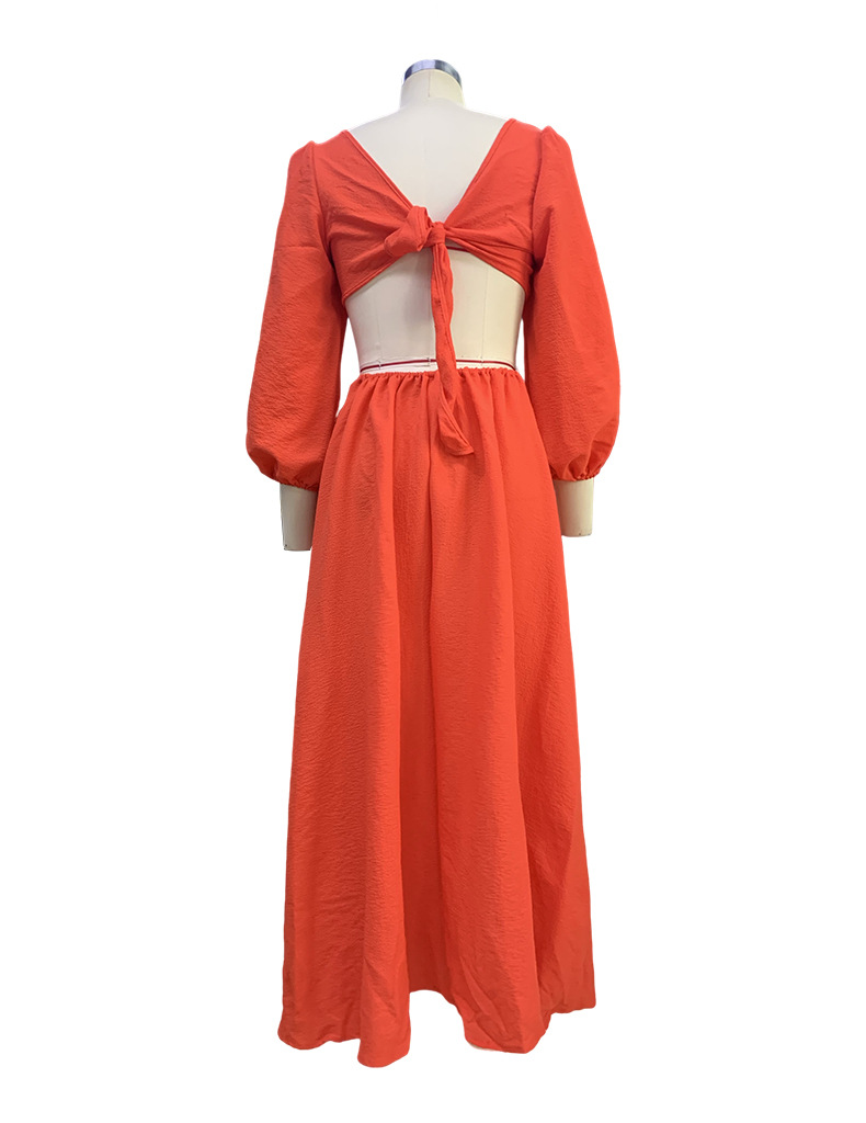 Women's Clothing Solid Color And V-neck Irregular Dress