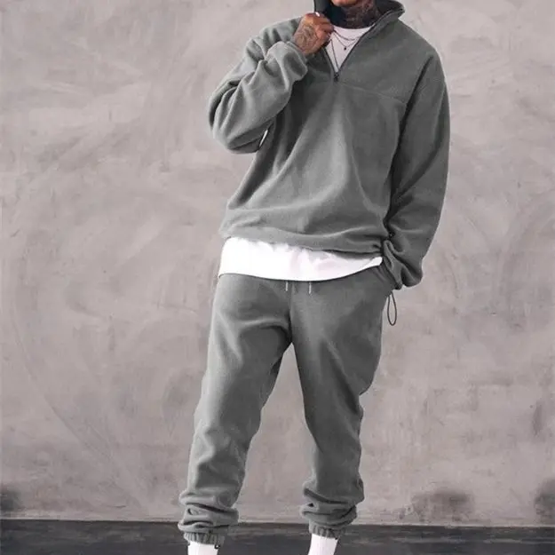 Casual Stand Collar Thickened Long-sleeved T-shirt Loose-fitting Pullover Men's
