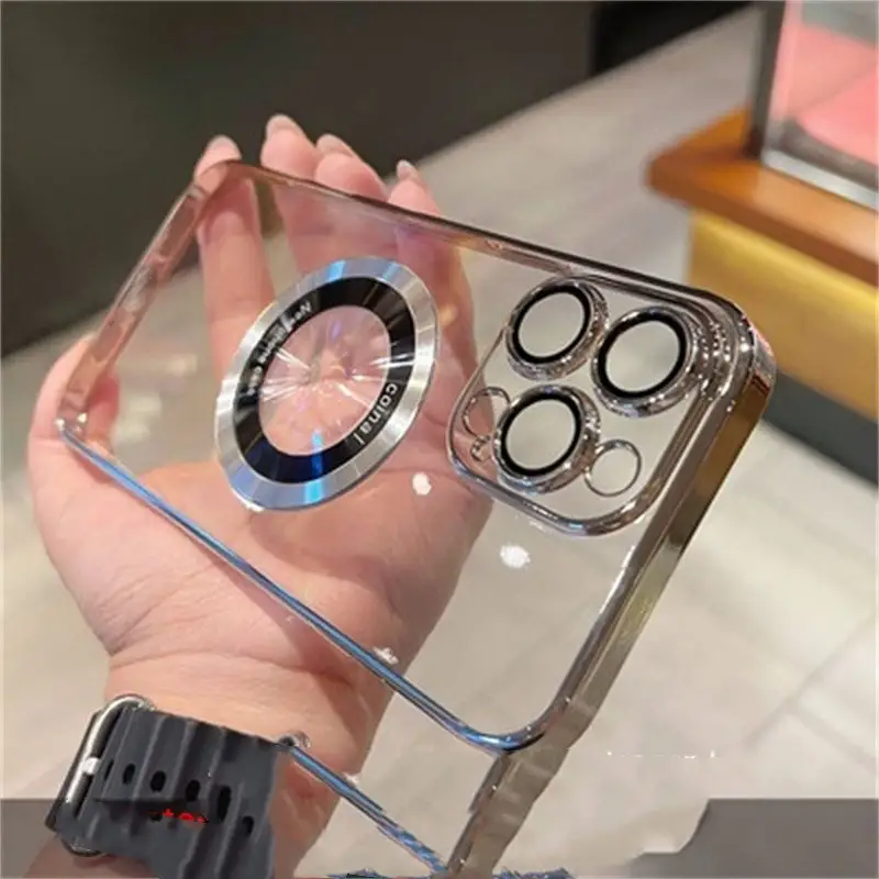 Magnifying Glass Without Magnetic Suction Phone Case Applicable To All-inclusive Electroplating Hard Shell Shatter-resistant