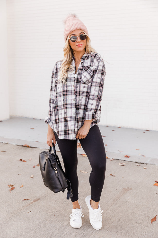 Women's Fashion Temperament Lapel Pocket Long Sleeve Plaid Shirt Coat