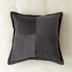 Hotel Homestay Corduroy Fly Edge Pillow Cover - Smoke Ash - View 1