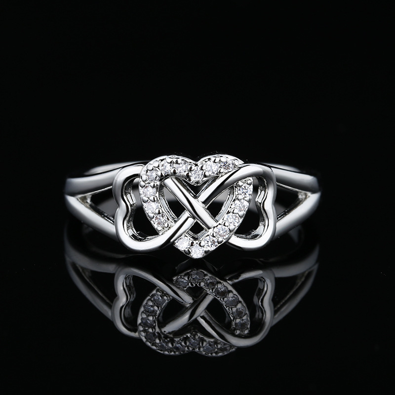 Women's Fashion Double Twisted Hollowed Heart Shape Ring