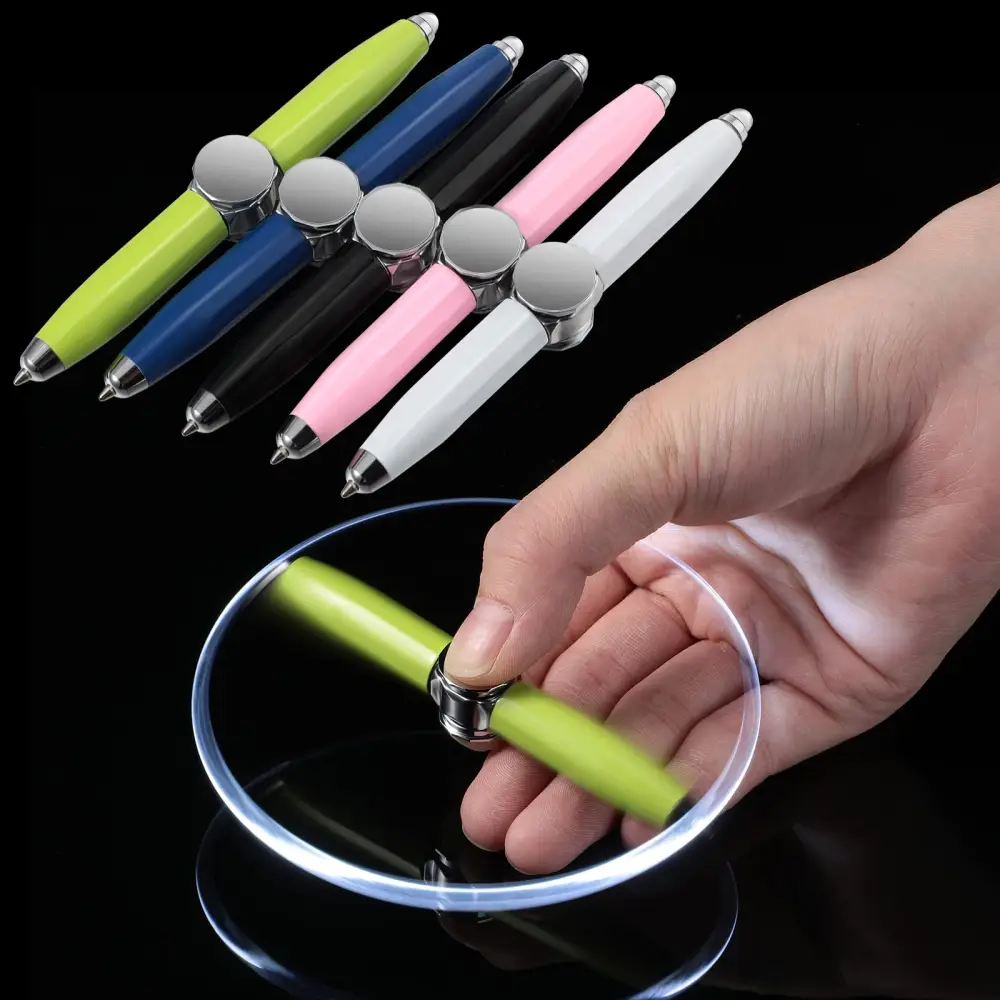 Creative Multi-Function LED Pen Spinning Decompression Gyro Metal Ballpoint