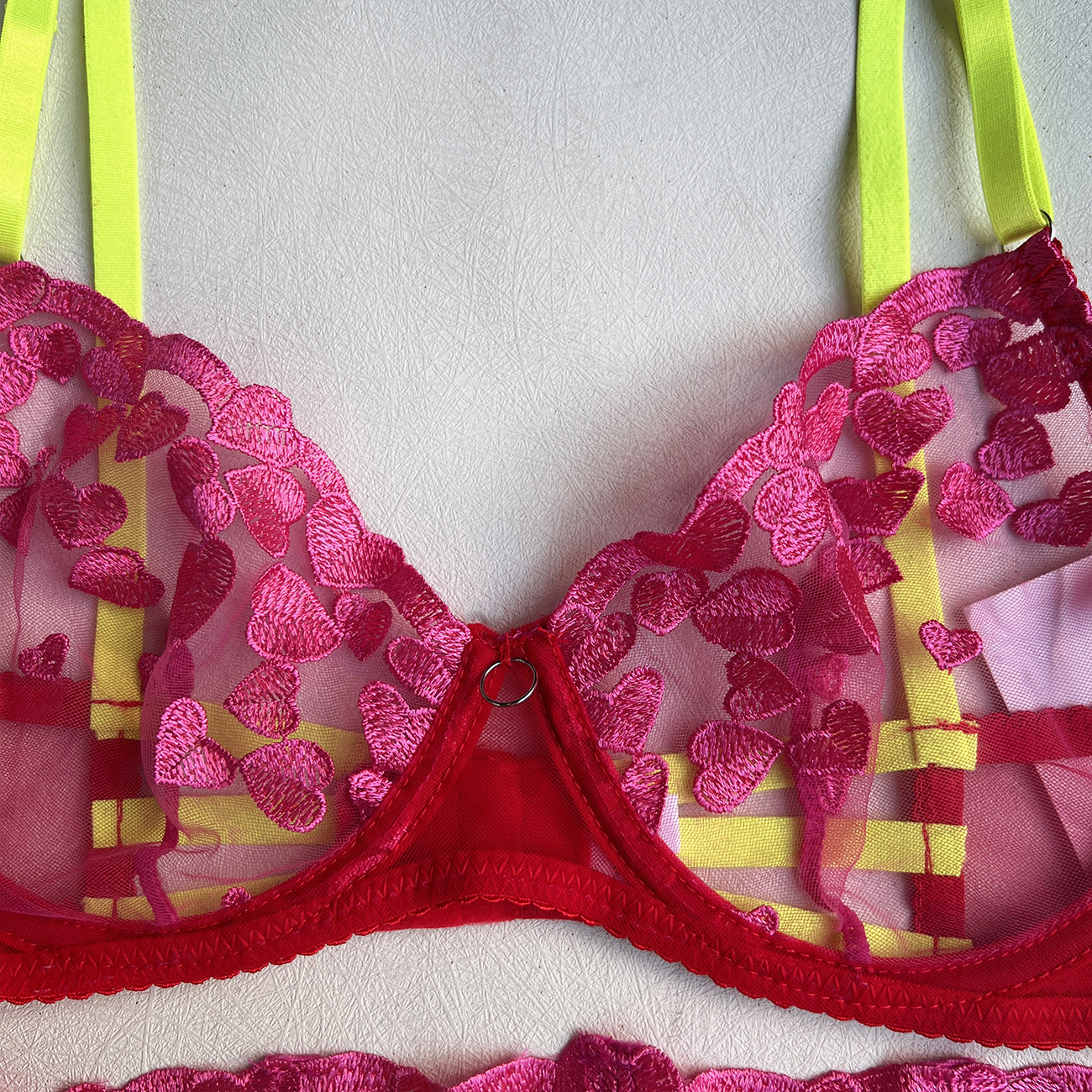 Machine Embroidery Stitching Lace-up Underwear Set - Image 11
