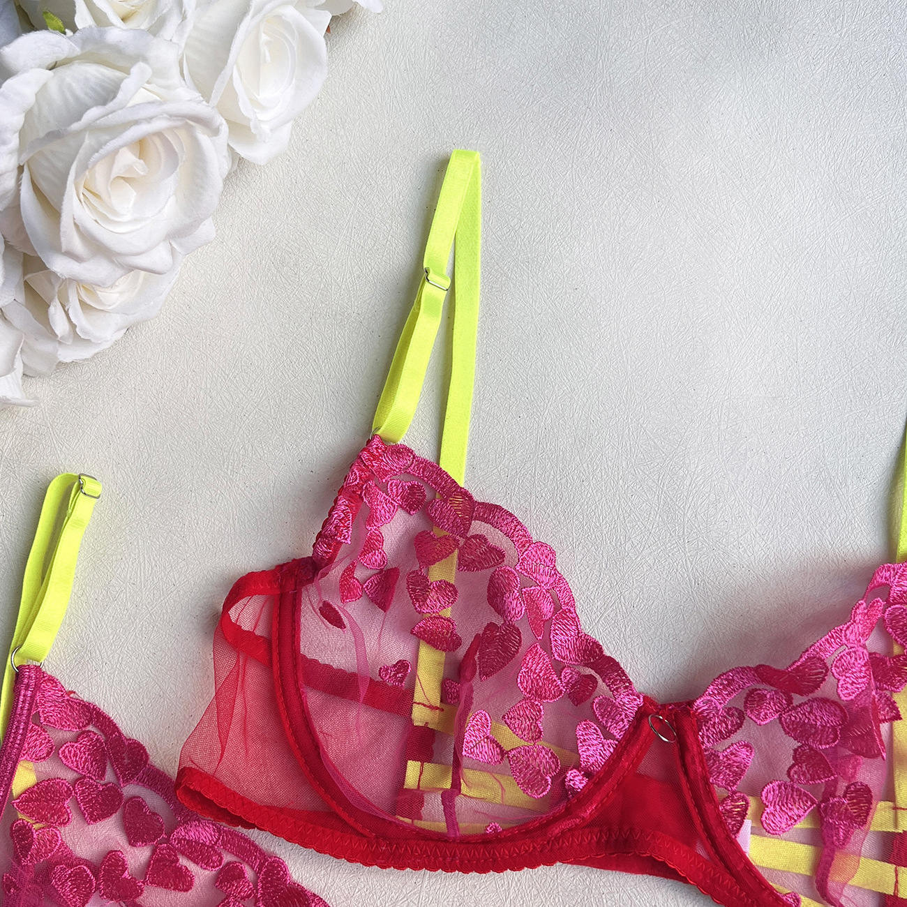 Machine Embroidery Stitching Lace-up Underwear Set - Image 5