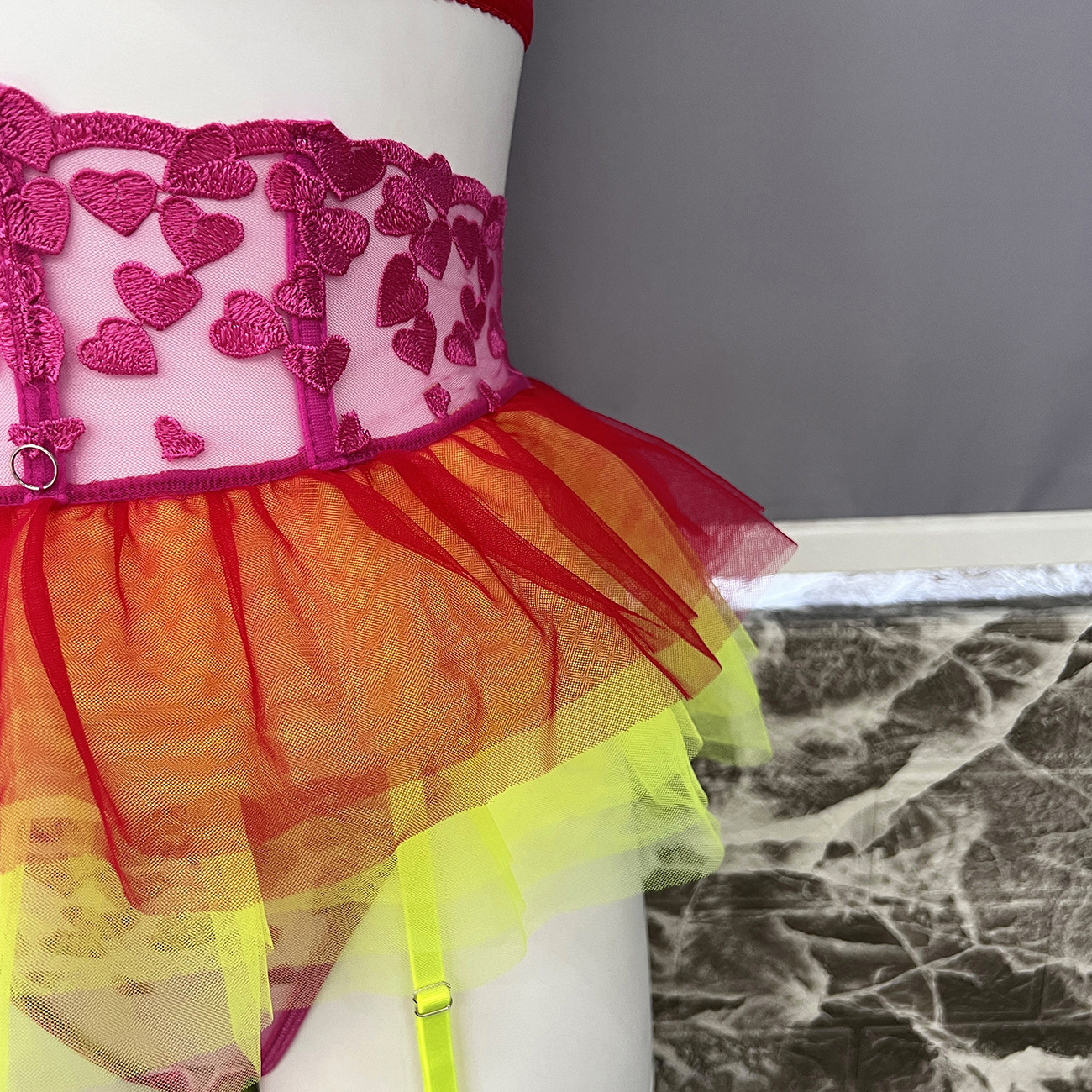 Machine Embroidery Stitching Lace-up Underwear Set - Image 4