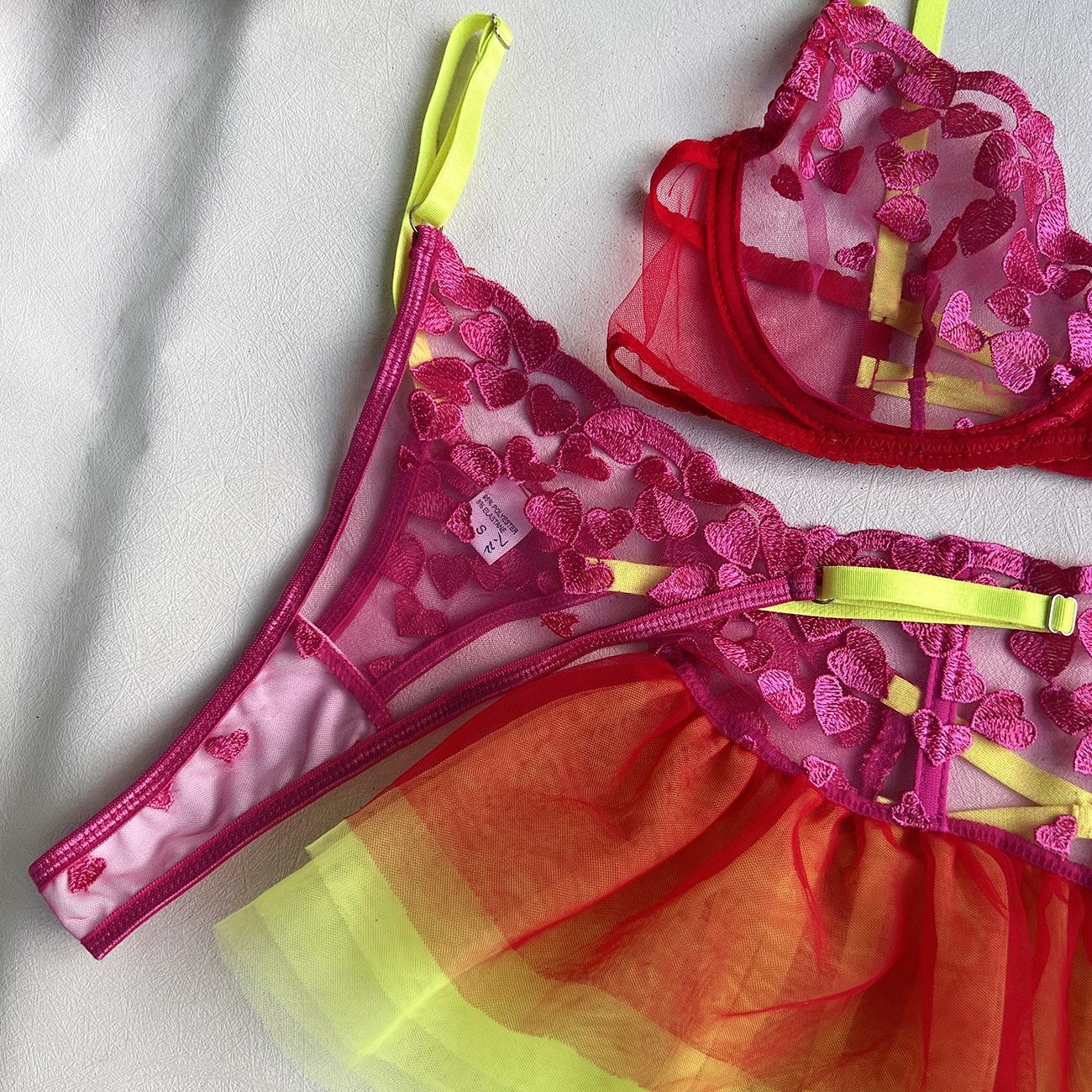 Machine Embroidery Stitching Lace-up Underwear Set - Image 6