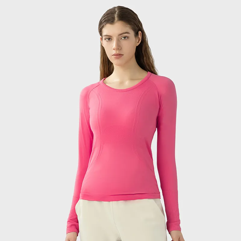 New Women's Round Neck Sports T-shirt Slim Fit And Breathable - Rouge-Size 8