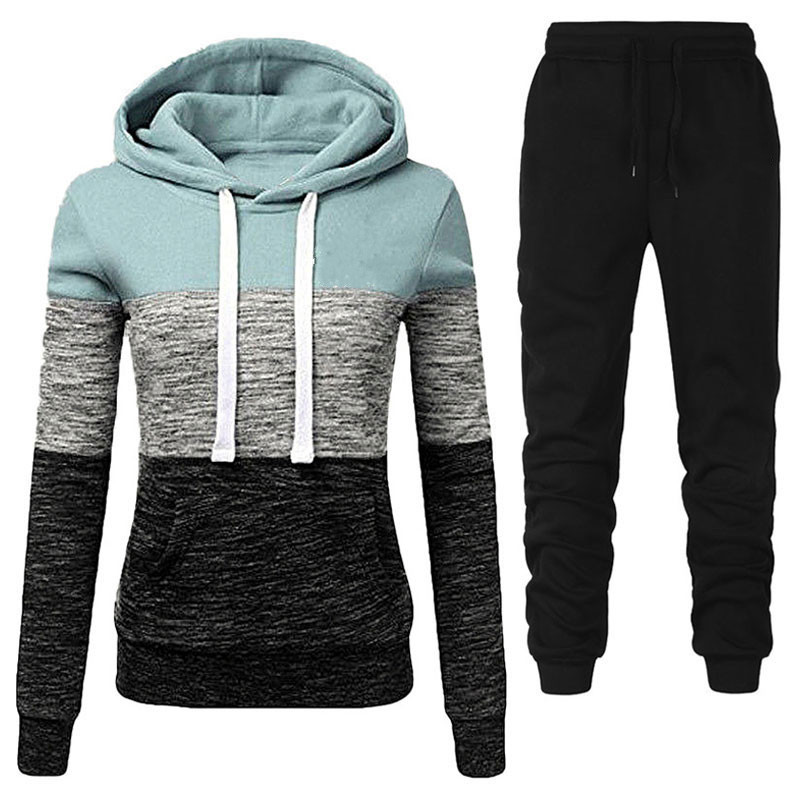 Sweater Suit Women'S Long-Sleeved Hooded Women'S Top Casual Color Matching