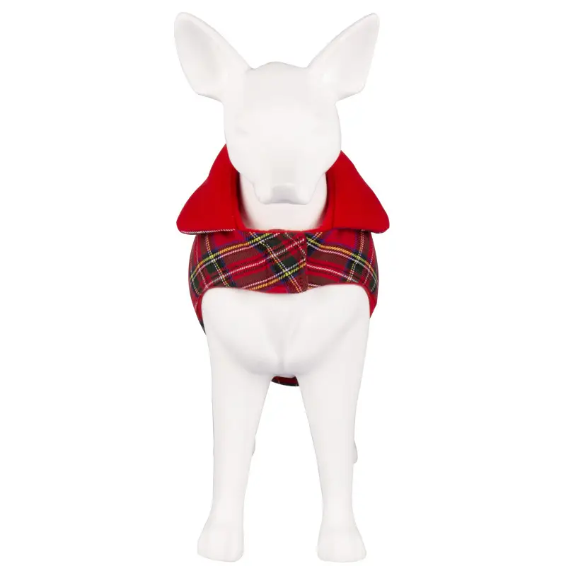Dog Clothes Thickened Warm Cotton Coat Red Plaid Vest
