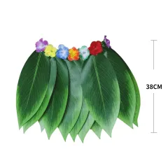Beach Festival Performance Grass Skirt - Small Flower Green - View 1