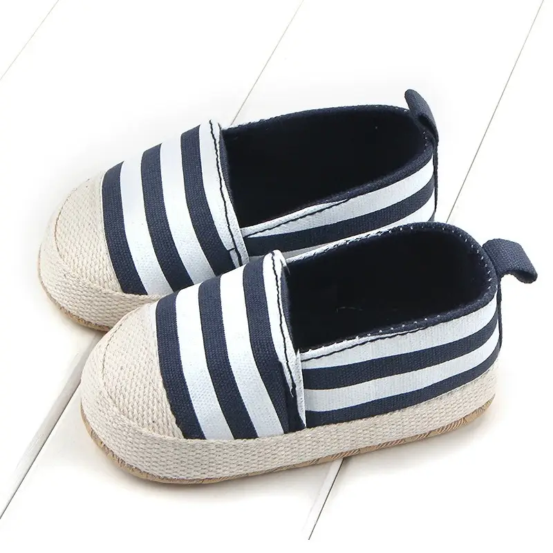 Striped Soft Soled Linen Toe Walking Shoes