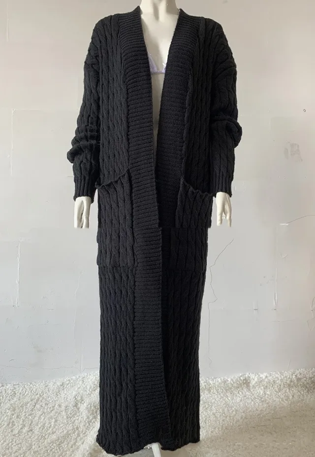Long European And American Knitwear Coat Black - Shop at LoveMi