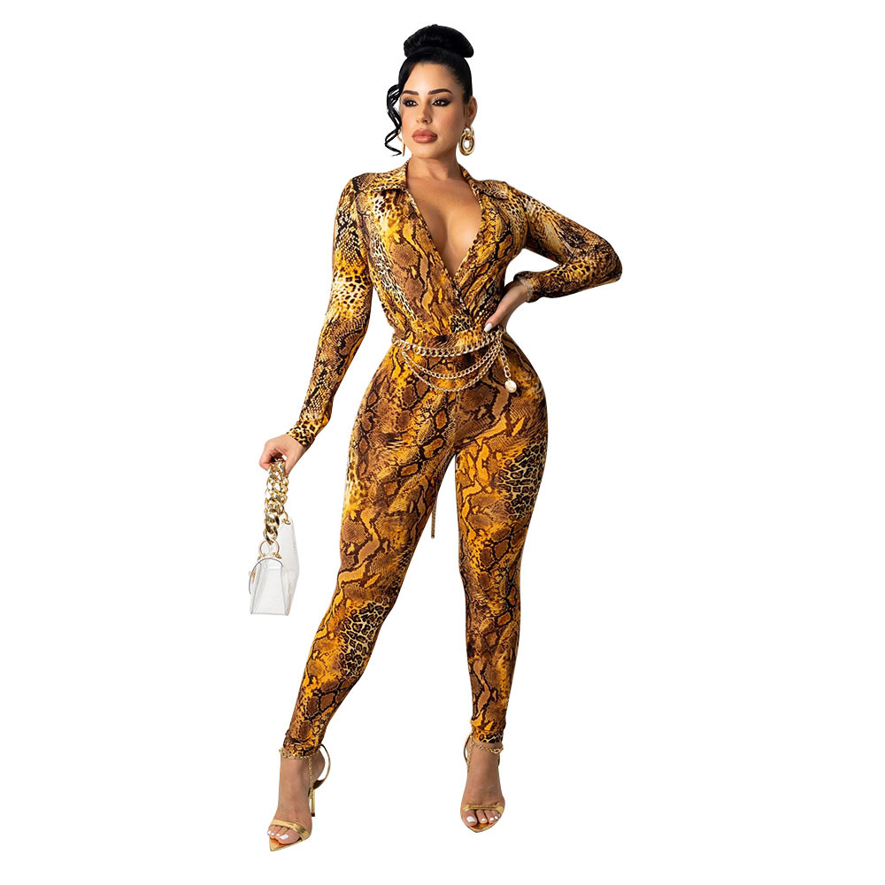 Printed Jumpsuit Long Sleeve Two-piece Suit
