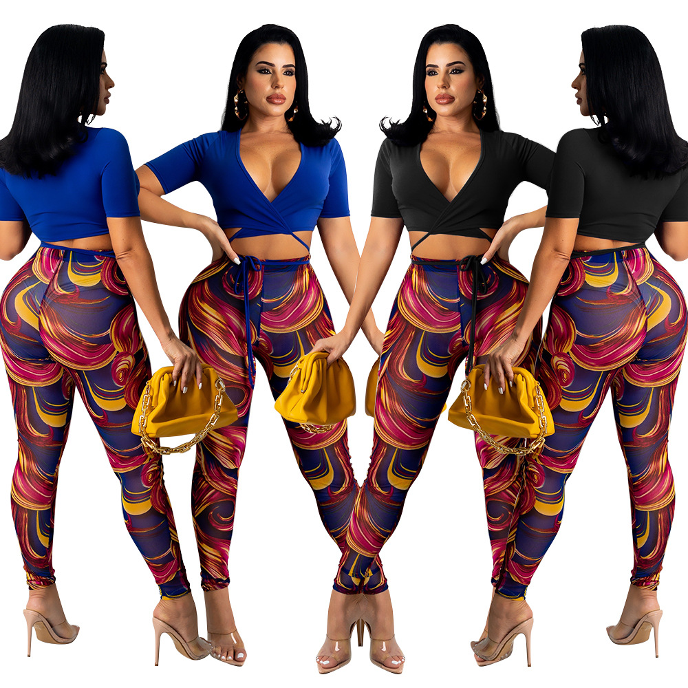 Women's Printed Trousers Two-piece Set
