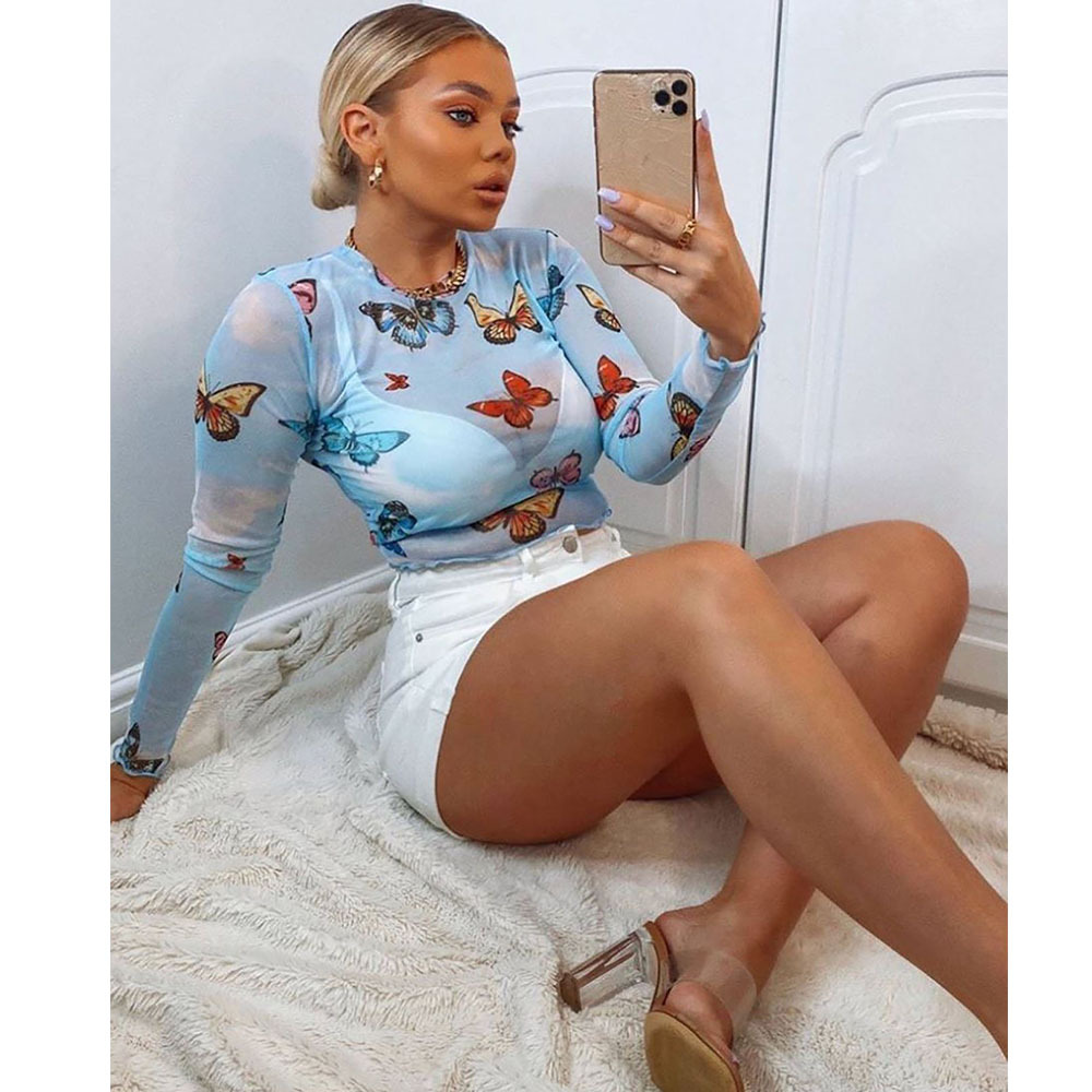 Women's Printed Long-sleeved Bottoming Shirt