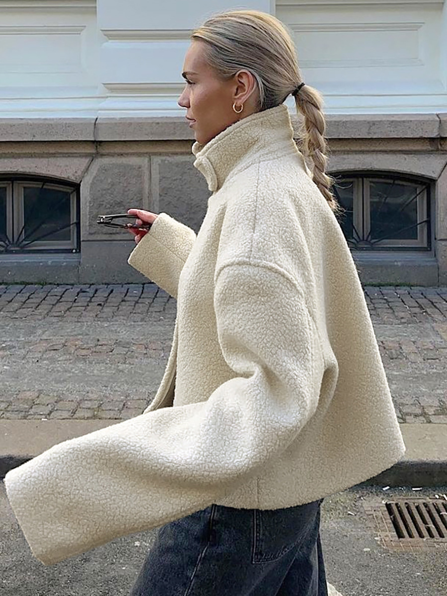 Women's Fashion Stand Collar Casual Loose All-match Berber Fleece Coat