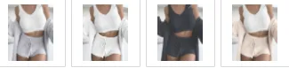 Thermal Three piece Fluff Coat Spaghetti Strap Short Top Shorts Suit Suit S - Shop at LoveMi