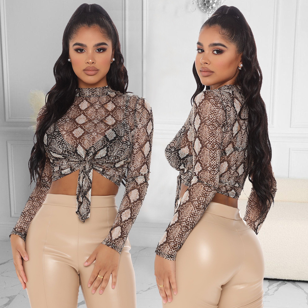 Women's Snake Print Long-sleeved Top