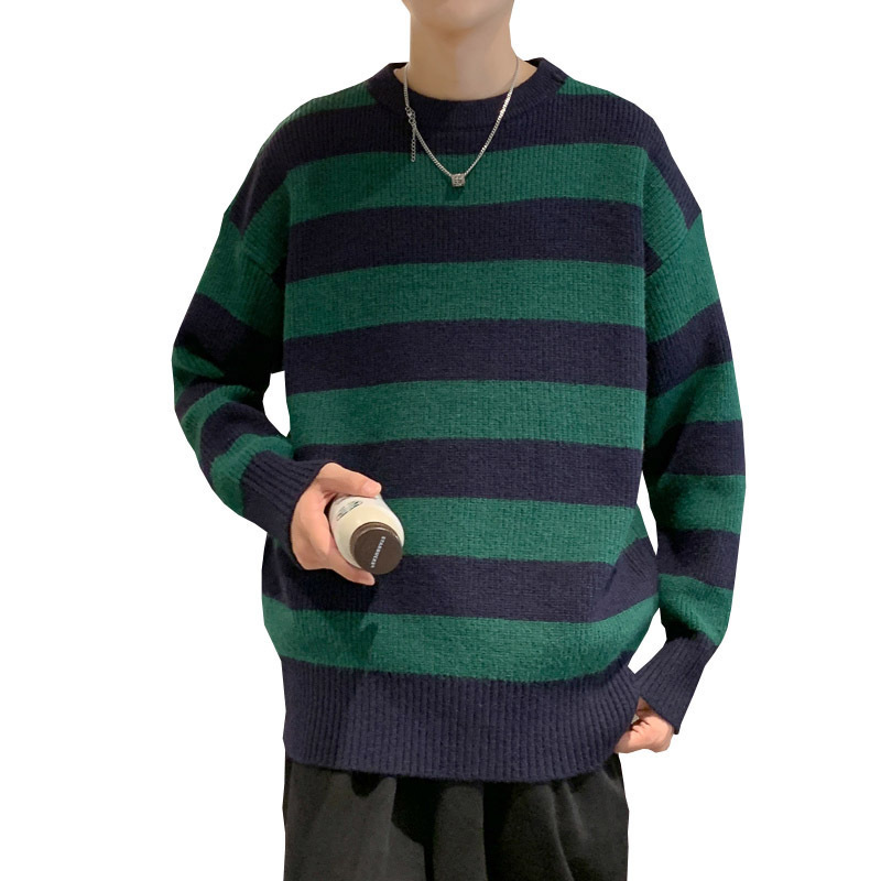 Thickened Sweater Men’s Winter New Youth Hong Kong Style Round Neck Sweater Men