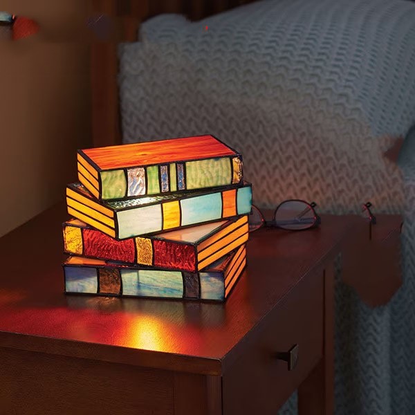 Stacked Books Lamp Nightstand Desk Lamps Resin Handicraft Stacked Books Light St - Picture 10 of 10