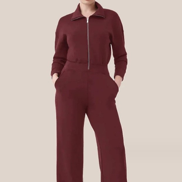 Zipper And Lapel Sweater Suit For Women