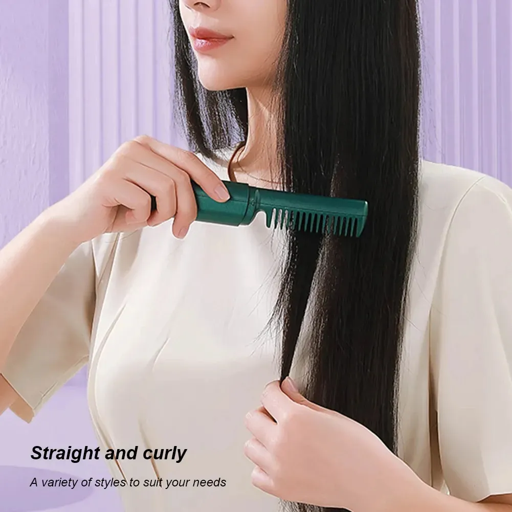 Professional Wireless Hair Straightener Curler Comb Fast Heating Negative Ion Straightening Curling Brush Hair Styling Tools – image 2