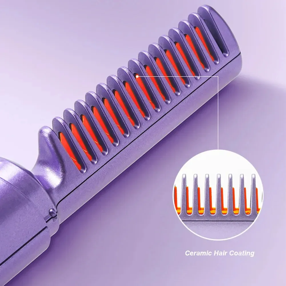 Professional Wireless Hair Straightener Curler Comb Fast Heating Negative Ion Straightening Curling Brush Hair Styling Tools – image 5