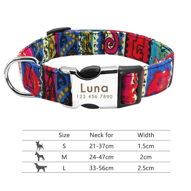 Adjustable Nylon Dog Collar Personalized Dogs Cat ID 013Rose - Shop at LoveMi